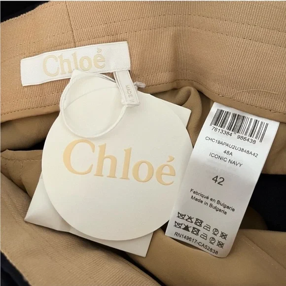 NEW NWT Chloé Iconic Trousers Slacks Pants Sailor Brass Buttons Navy Blue 42 - Picture 9 of 9